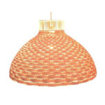 Suspension luminaire organique à lumière tamisé cloche tressée à la main  en fibre de palmier naturelle en Orange corail