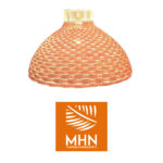 Suspension luminaire organique à lumière tamisé cloche tressée à la main  en fibre de palmier naturelle en Orange corail – Image 3
