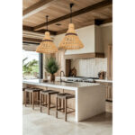 Suspension luminaire organique à lumière tamisé design cloche tressée à la main  en fibre de palmier naturelle – Image 2
