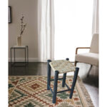 Tabourets haut en fibres naturelles et bois d’eucalyptus peint en noir tressage damier - Créations Exclusives Narys.Tn – Image 2