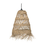Suspension luminaire organique à lumière tamisé design Cloche haute ajouré tressée à la main  en fibre naturelle
