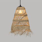 Suspension luminaire organique à lumière tamisé design Cloche haute ajouré tressée à la main  en fibre naturelle – Image 3