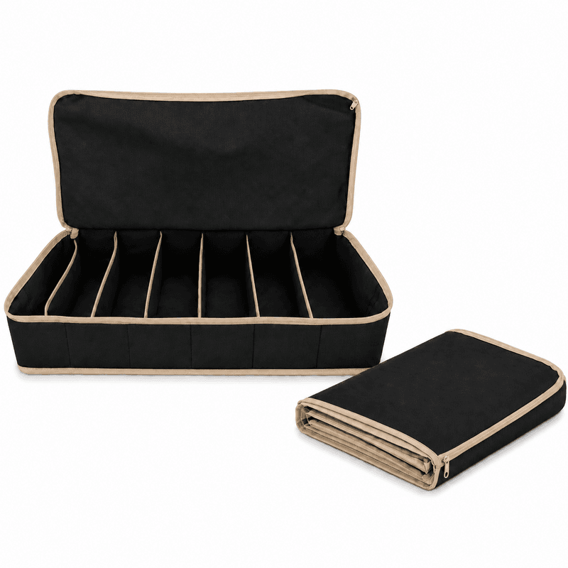 NOIR NPR 12 Organisateur Pour chaussures avec couvercle et fermetures éclair. Capacité de rangement : 6 paires – Image 1