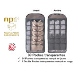 Organisateur Suspendu Sac Organisateur de sous-vêtements pour Armoire Double-Face 30 Poches – Image 3