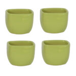 Ensemble de 4 Pot en céramique émaillé esprit vintage design carré T 1