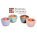 Ensemble de 4 Pot en céramique émaillé esprit vintage design carré T 1 – Image 5