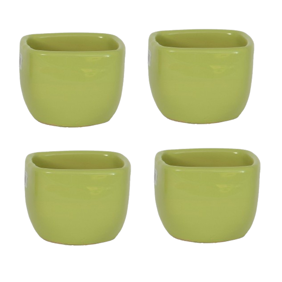 AMC 7524 Ensemble de 4 Pot en céramique émaillé esprit vintage design carré T 1 – Image 1