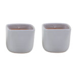 Ensemble de 2 Pot en céramique émaillé esprit vintage design carré T 2