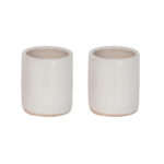 Ensemble de 2 Pot en céramique émaillé esprit vintage design Cylindrique T 2