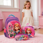 Ensemble scolaire MM haut de gamme 3 pièces design SOFIA : 1 Cartable spacieux avec bretelles rembourrées et dos ergonomique 1 Panier isotherme idéal pour les goûters ou déjeuners 1 Trousse assortie pour stylos et accessoires – Image 2