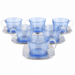 Ensemble de 6 verres à grand café maxi coffee en verre soufflé craquelé  avec sous tasse en cuivre martelé artisanal