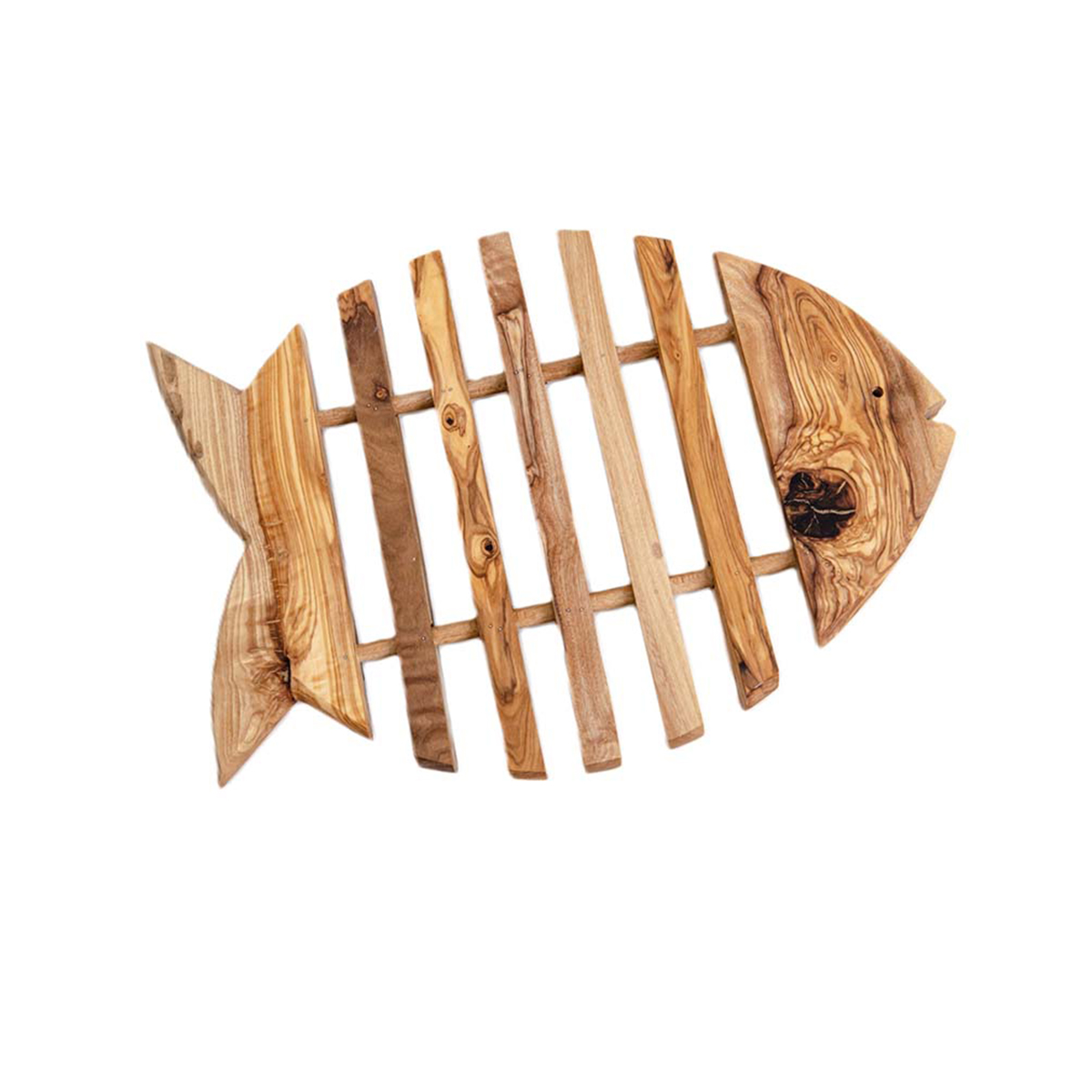 TOP 2003 Dessous de plat en forme de poisson en Bois d'Olivier fait main GM – Image 1