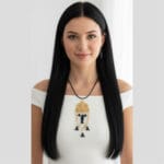 Coffret de Parure design vintage khamsa motifs Amber en cuivre trempé dans de l’or Une  pièce unique artisanal – Image 2