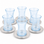 Ensemble de 6 verres à the Türk avec sous tasse en verre soufflé craquelé  design vintage – Image 2
