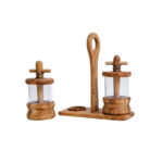 Ensemble de moulin à herbe haut gamme double cellule en Bois d'Olivier fait main GM – Image 2