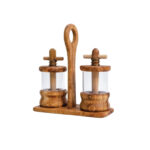 Ensemble de moulin à herbe haut gamme double cellule en Bois d'Olivier fait main GM – Image 3