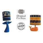 Lampe à poser abat-jour de haute gamme en wax pied figurines en céramique de la Collection Océan N°1 – Image 3