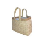 Sac fashion haute gamme design vintage en tresses  croisée couleur naturel avec deux poignées bordure en cuir véritable habillage en tissus fabrication artisanal PM