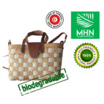 Sac fashion à bandoulière haute gamme design vintage en tresses  croisée bicolor avec deux poignées et habillage en cuir véritable fabrication artisanal GM – Image 3