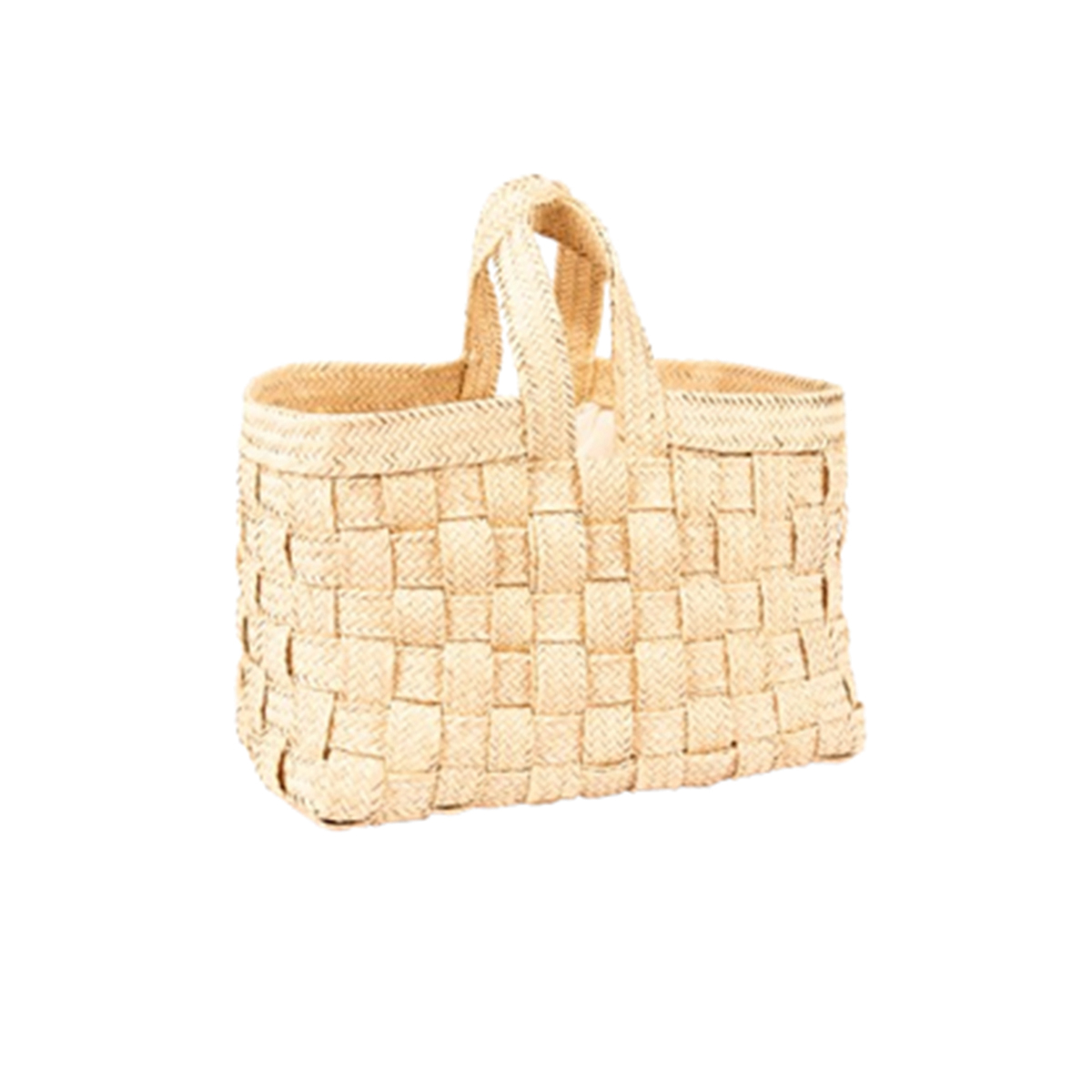 MHN 6497 Sac fashion haute gamme design vintage en tresses croisée couleur naturel avec deux poignées fabrication artisanal PM – Image 1
