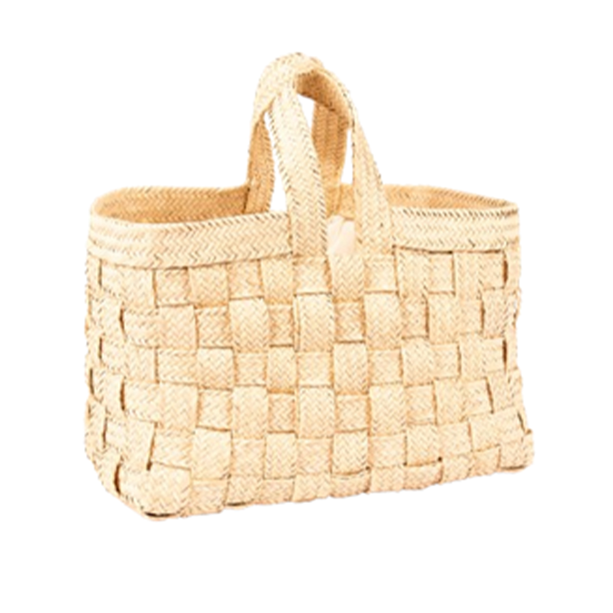 MHN 6498 Sac fashion haute gamme design vintage en tresses croisée couleur naturel avec deux poignées fabrication artisanal MM – Image 1