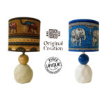 Lampe à poser abat-jour de haute gamme en wax pied figurines en céramique de la Collection Classique N°9 – Image 3