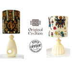Lampe à poser abat-jour de haute gamme en wax pied figurines en céramique de la Collection Classique N°8 – Image 3