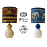 Lampe à poser abat-jour de haute gamme en wax pied figurines en céramique de la Collection Classique N°10 – Image 3