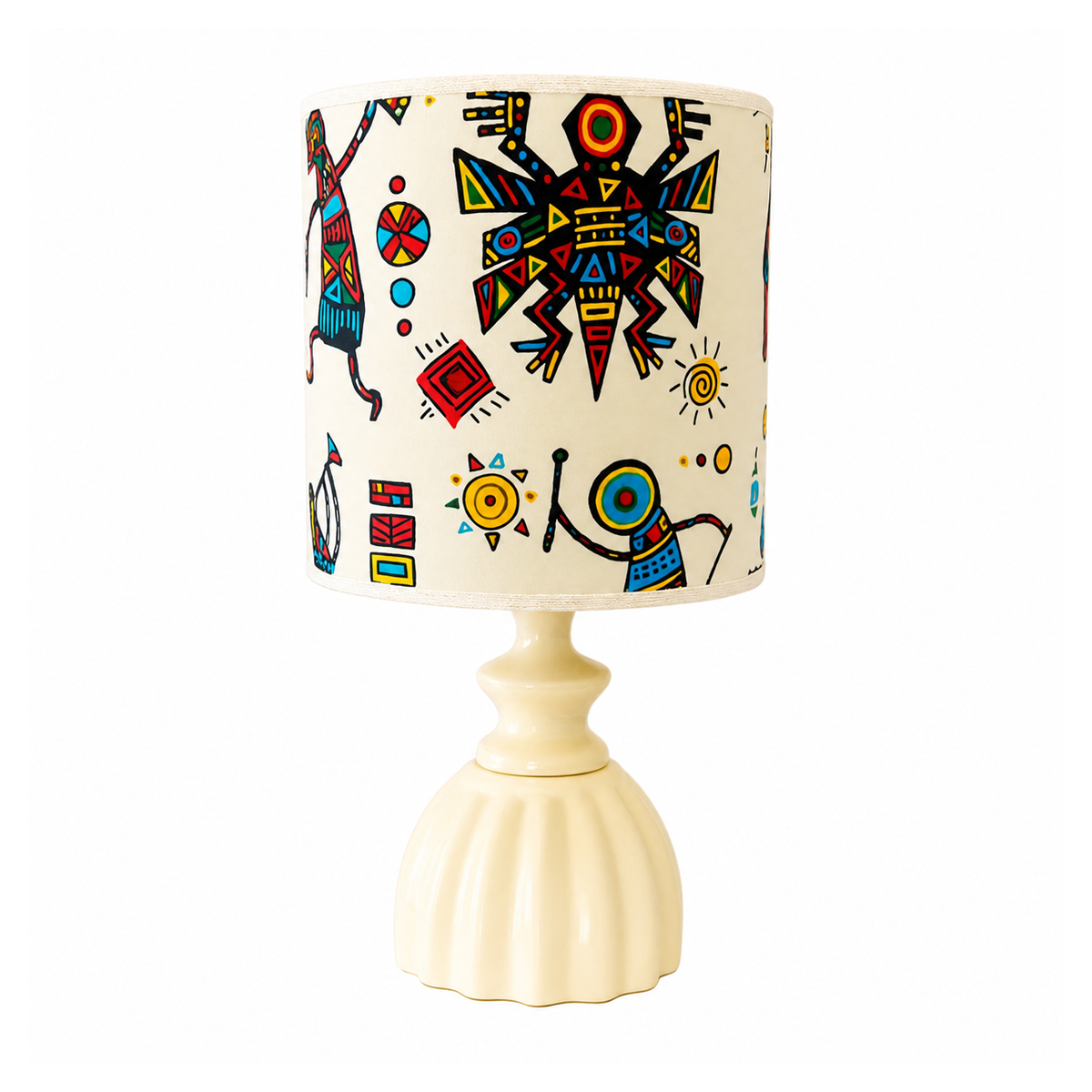 OCS7 Lampe à poser abat-jour de haute gamme en wax pied figurines en céramique de la Collection Classique N°8 – Image 1