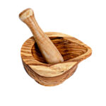 Ensemble de Mortier verseur et Pilon haut gamme design classique en Bois d'olivier fait main MM