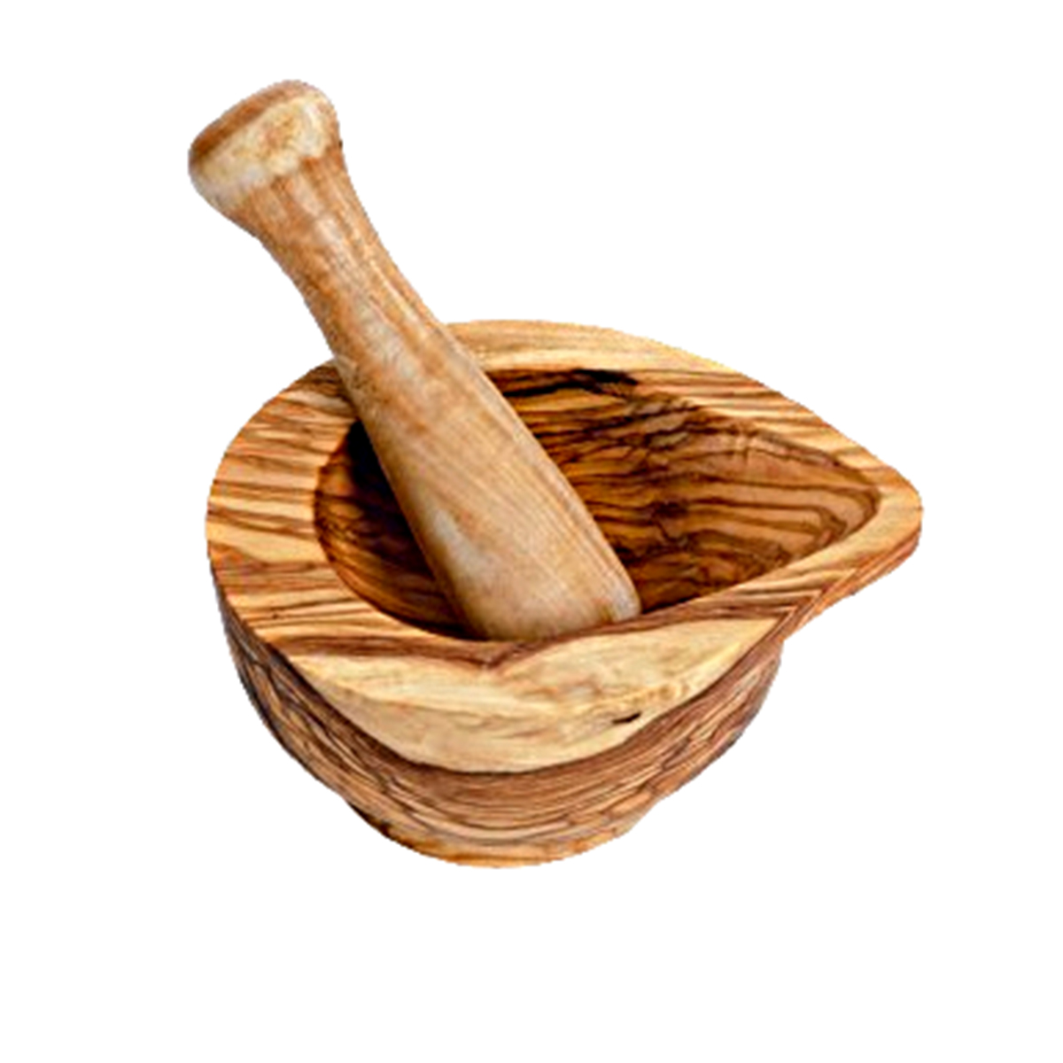 TOP 1013 Ensemble de Mortier verseur et Pilon haut gamme design classique en Bois d'olivier fait main MM – Image 1