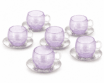 6 verres à café bombée en verre soufflé avec sous tasse MZA 1197