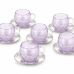 6 verres à café bombée en verre soufflé avec sous tasse MZA 1197