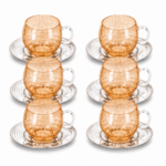 6 verres à café bombée en verre soufflé avec sous tasse MZA 1197 – Image 2