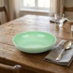 Assiette calotte Vert d’eau haute de gamme en fine céramique fait main Ø 25 cm – Image 2
