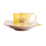 Ensemble de 6 verres à grand café PM en verre soufflé craquelé  avec sous tasse en cuivre martelé artisanal – Image 4