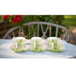 Ensemble de 6 verres à café MM en verre soufflé craquelé  avec sous tasse en cuivre martelé artisanal – Image 3