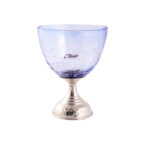 Coupe à glace rustique GM en verre soufflé craquelé  avec pied en cuivre martelé design arabesque fait à la main