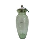 Carafe jarra GM en verre soufflé craquelé  avec couvercle amovible en cuivre martelé design arabesque fait à la main