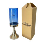 Vase artistique et lanterne cylindrique en haut de gamme en verre soufflé avec piètement en cuivre martelé PM – Image 4