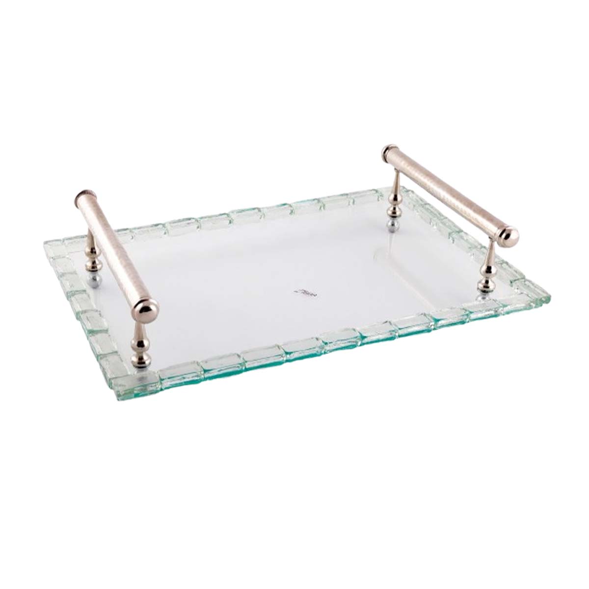MZA 2323 Plateau en verre soufflé et cuivre martelé haut de gamme en verre soufflé craquelé fait à la main – Image 1