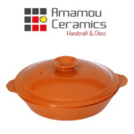Plat à four tradition rond avec couvercle en Céramique émaillée  "pâte à feu" MM – Image 3
