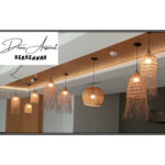 Suspension luminaire design boule ajouré fait main en fibre de palmier – Image 2