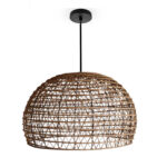 Suspension luminaire design dôme ajouré fait main en fibre de palmier GM