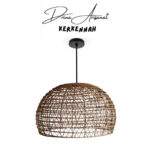 Suspension luminaire design dôme ajouré fait main en fibre de palmier GM – Image 4