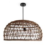 Suspension luminaire design dôme ajouré fait main en fibre de palmier MM