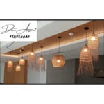 Suspension luminaire design dôme ajouré fait main en fibre de palmier MM – Image 2