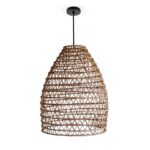 Suspension luminaire design demi drina ajouré fait main en fibre de palmier