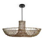 Suspension luminaire design fontaine ajouré fait main en fibre de palmier