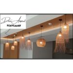 Suspension luminaire design poire ajouré fait main en fibre de palmier GM – Image 2